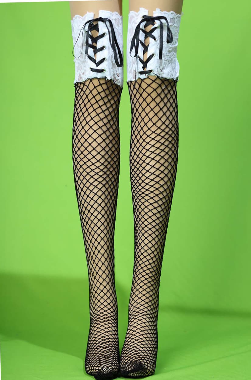 Wide lace satin lace thigh hi