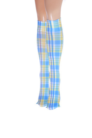 Blue plaid time knee hi