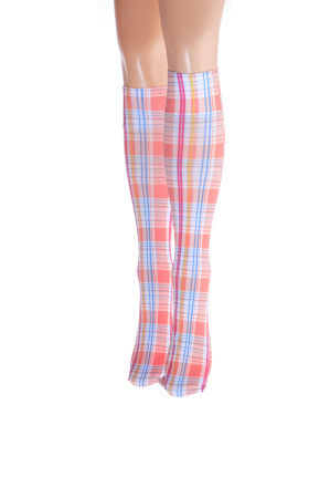 Orange plaid time knee hi