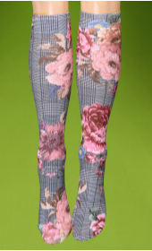 Flower plaid knee hi