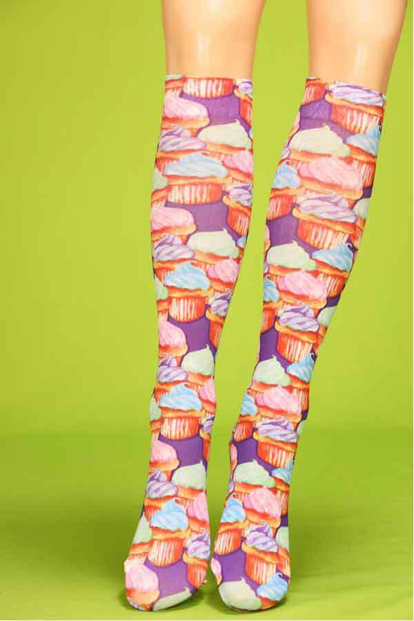Purple cupcake knee hi