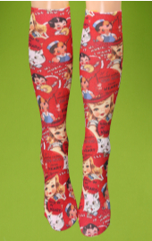 Vintage heart knee hi