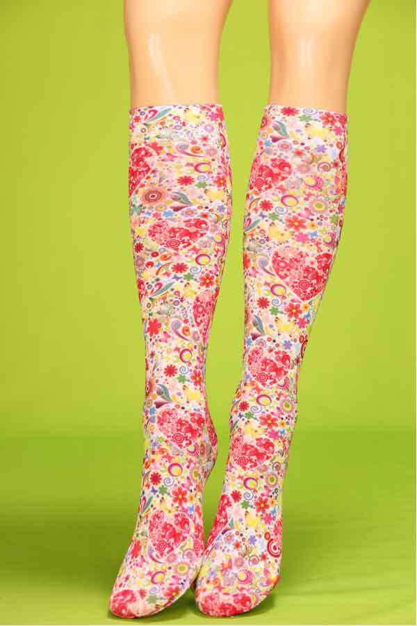 Floral hearts knee hi