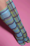 Aqua plaid knee hi