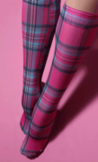Fuchsia plaid knee hi