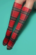 Tartan red plaid knee hi