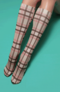 Nude plaid knee hi