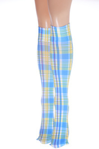 Blue plaid time knee hi