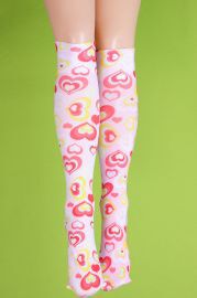 Large pink multi heart knee hi