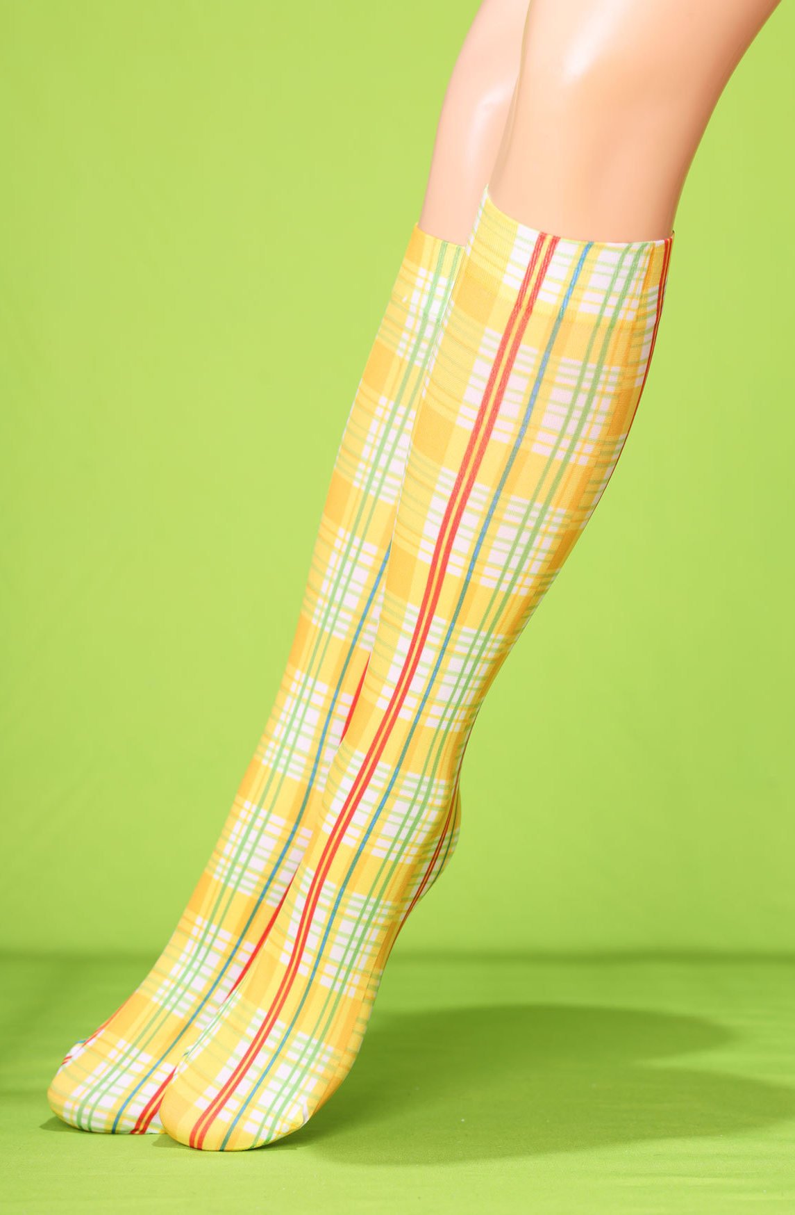 Gold plaid knee hi