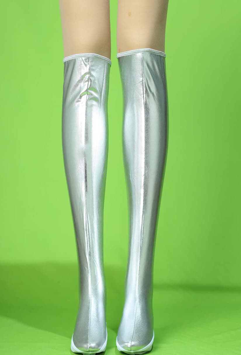 &nbsp;Wet look knee hi