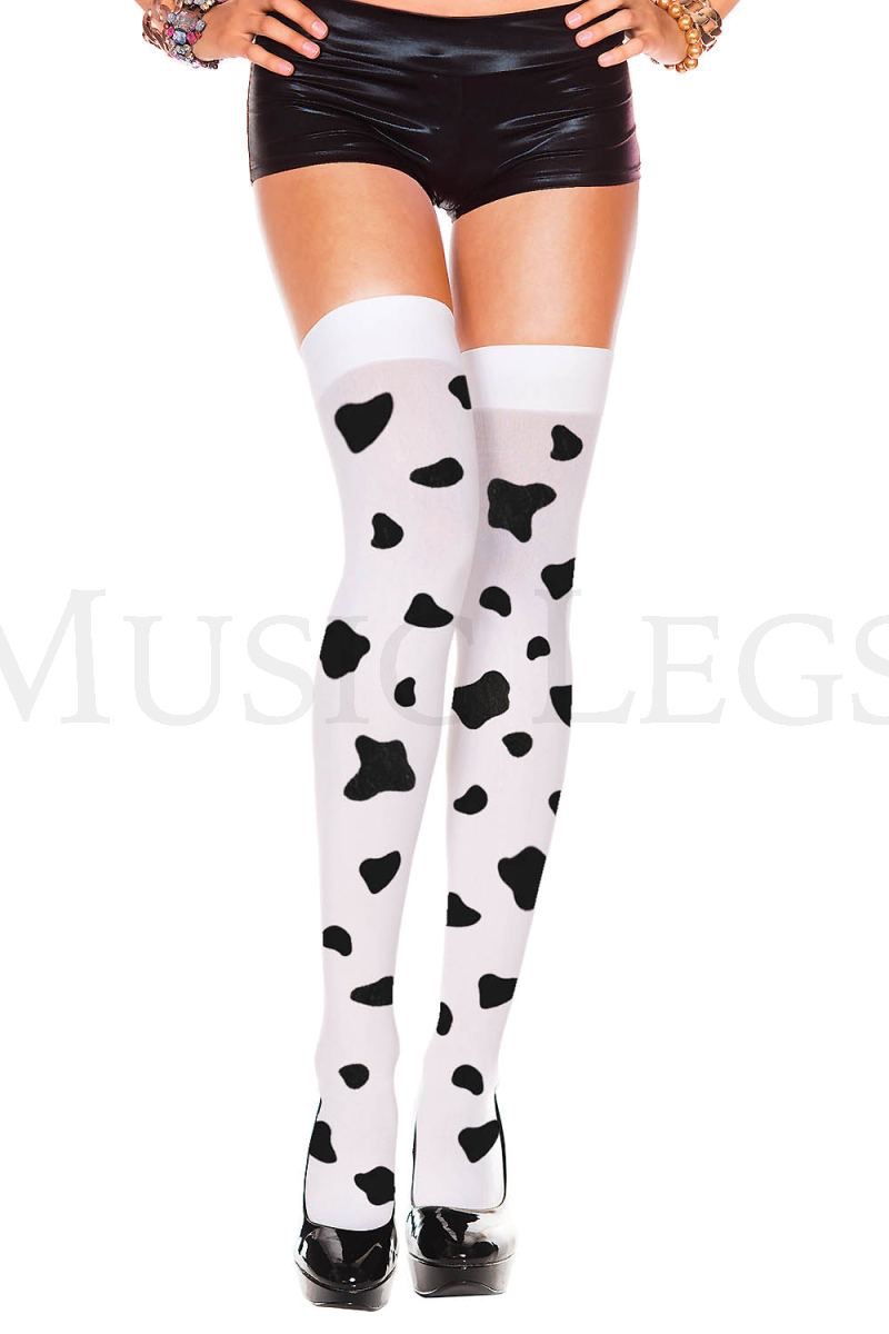 Cow spot print thigh hi