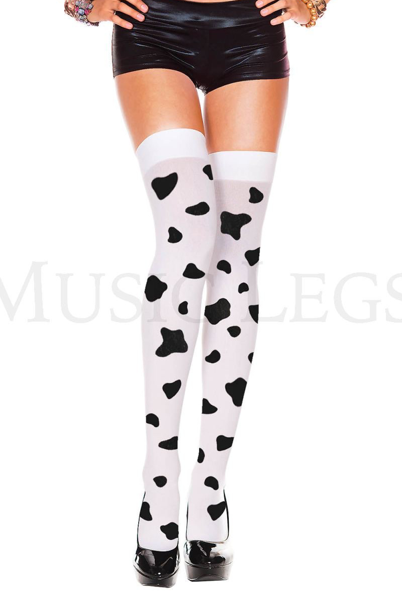 Cow spot print thigh hi