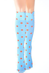 Turqoise orange dot knee hi