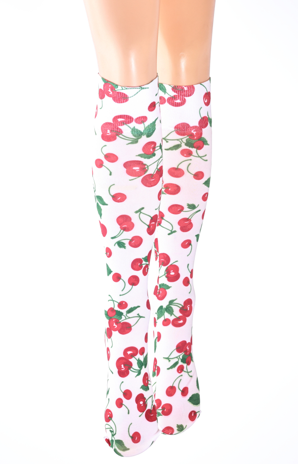 CHERRY WHITE KNEE HI